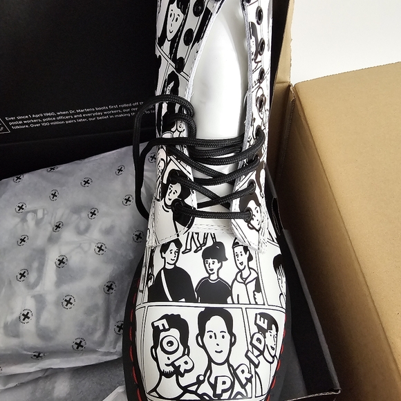 1460 PRIDE Edition Dr. Martens Leather Lace Up Boots Designed by Fuyuki Kanai - Picture 7 of 16